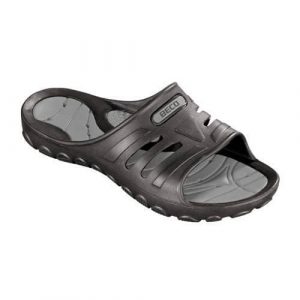 Klapki unisex Beco czarne i szare. Czarne klapki 47 Brand, bez wzorów, bez obcasa. Za 196,99 zł.