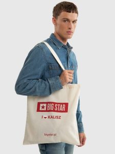 Torba bawełniana unisex Kalisz 102. Białe torby podróżne i sportowe Big Star, z aplikacjami, z bawełny, na ramię, z nadrukiem, bez dodatków. Za 4,99 zł.