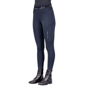 Damskie legginsy jeździeckie z pełną przyczepnością Euro-Star Ares. Czarne legginsy EURO-STAR, bez wzorów, z podwyższonym stanem. Za 306,00 zł.