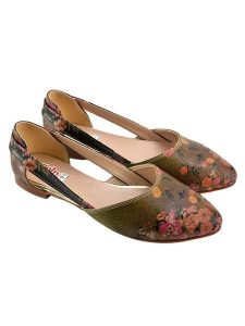 Goby Skórzane baleriny w kolorze khaki rozmiar: 37. Brązowe balerinki Goby, bez wzorów, bez obcasa, bez zapięcia. Za 173,99 zł.