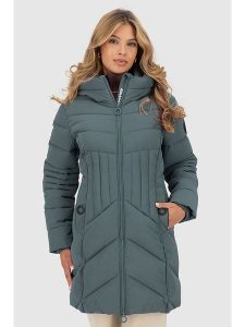 Alife and kickin Kurtka zimowa "PriscillaAK" w kolorze szaroniebieskim rozmiar: M. Niebieskie kurtki Alife and Kickin, na zimę, m, z aplikacjami, z puchu, bez kaptura. Za 330,67 zł.