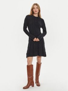 Tommy Hilfiger Sukienka dzianinowa WW0WW43085 Czarny Regular Fit. Czarne kombinezony TOMMY HILFIGER, m, bez wzorów, z dzianiny, bez kołnierzyka, bez ramiączek. Za 439,99 zł.