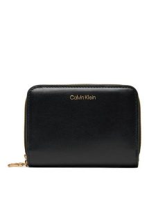 Calvin Klein Portfel Ck Medium Flap Zip Around LV04F1075G Czarny. Czarne portfele Calvin Klein, bez wzorów, ze skóry. Za 209,99 zł.