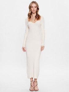 Edited Sukienka dzianinowa Sunna EDT6713001000002 Écru Slim Fit. Kombinezony Edited, bez wzorów, z dzianiny, bez kołnierzyka, bez ramiączek. Za 379,99 zł.