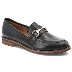 Czarne Półbuty Armodo Stylowe Wsuwane Obuwie Damskie. Czarne półbuty Armodo, z aplikacjami, ze skóry, bez obcasa, bez zapięcia. Za 429,00 zł.