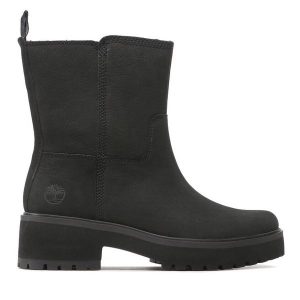 Botki Timberland. Czarne botki Timberland, bez wzorów, bez obcasa, na słupku, bez zapięcia. Za 549,99 zł.