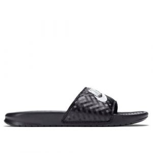 Klapki damskie Nike Wmns Benassi Jdi. Czarne klapki Nike, bez wzorów, z materiału, bez obcasa. Za 259,99 zł.