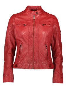 HIS Skórzana kurtka w kolorze czerwonym rozmiar: 42. Czerwone kurtki HIS, bez wzorów, ze skóry, bez kaptura. Za 478,99 zł.