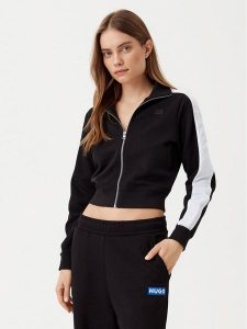 HUGO Bluza Dobine 50531178 Czarny Regular Fit. Czarne bluzy Hugo, s, bez wzorów, z bawełny, bez kaptura. Za 299,99 zł.