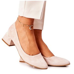 Lewski Shoes Zamszowe Czółenka Lewski 3118 Beżowe beżowy. Brązowe czółenka bez wzorów, ze skóry, bez obcasa, na obcasie, bez zapięcia. Za 410,13 zł.