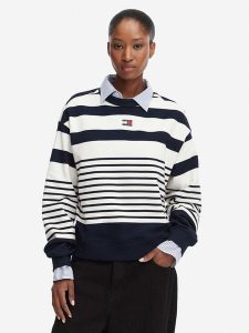 Tommy Jeans Bluza DW0DW22824 Granatowy Regular Fit. Niebieskie bluzy Tommy Jeans, l, bez wzorów, z bawełny, bez kaptura. Za 383,99 zł.