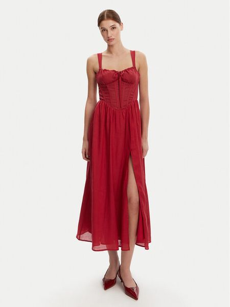 Bardot Sukienka koktajlowa 59237DB Czerwony Regular Fit. Czerwone kombinezony Bardot, bez wzorów, wizytowe, bez kołnierzyka, bez ramiączek. Za 459,99 zł.