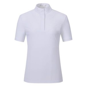 Damska koszulka polo na zawody Euro-Star Isabel. Białe bluzki EURO-STAR, bez wzorów, retro, bez kołnierzyka, bez ramiączek. Za 397,50 zł.