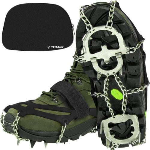 Raczki na Buty Kolce Turystyczne Raki TRIZAND + Etui. Szare buty trekkingowe TRIZAND, bez zapięcia. Za 67,90 zł.