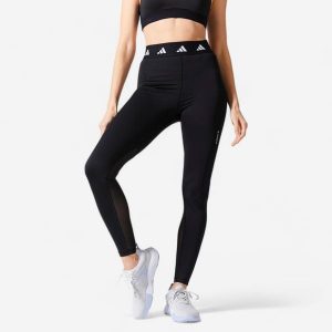 Legginsy fitness damskie Adidas. Białe legginsy ADIDAS, bez wzorów, z elastanu, z podwyższonym stanem, długie. Za 99,99 zł.