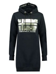 Geographical Norway Sukienka dresowa w kolorze granatowym rozmiar: S. Niebieskie sukienki Geographical Norway, s, bez wzorów, z dresówki, bez kołnierzyka, bez ramiączek, mini. Za 104,14 zł.