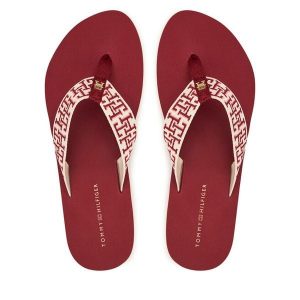 Japonki Tommy Hilfiger. Czerwone klapki TOMMY HILFIGER, bez wzorów, bez obcasa. Za 169,99 zł.