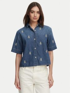 Tommy Hilfiger Koszula jeansowa WW0WW50624 Niebieski Relaxed Fit. Niebieskie koszule TOMMY HILFIGER, l, bez wzorów, z bawełny, bez kołnierzyka, bez ramiączek. Za 476,99 zł.