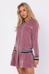Bluza Bomberka z Weluru - Różowa. Czerwone bluzy MOE, l, bez wzorów, z bawełny, bez kaptura. Za 344,90 zł.