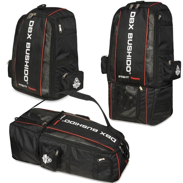 Torba treningowa 3w1 - Plecak + Torba - DBX Bushido DBX-SB-20. Czarne plecaki DBX BUSHIDO, bez wzorów, z materiału, na ramię, duże. Za 259,99 zł.