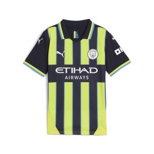 Młodzieżowa koszulka wyjazdowa Manchester City 24/25 PUMA. Niebieskia bluzki Puma, m, bez wzorów, młodzieżowe, bez kołnierzyka, bez ramiączek. W wyprzedaży za 144,00 zł.