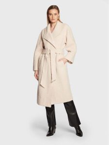 Notes Du Nord Płaszcz wełniany Enya 12981 Beżowy Regular Fit. Brązowe płaszcze Notes du Nord, na zimę, bez wzorów, z syntetyku, bez kaptura. Za 879,99 zł.