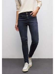 Street One Dżinsy - Slim fit - w kolorze granatowym rozmiar: W32/L30. Niebieskie jeansy Street One, z aplikacjami, ze skóry, z podwyższonym stanem. Za 214,19 zł.