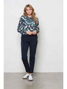 &Co Woman Bluzka "Lotte" w kolorze czarno-szaro-turkusowym rozmiar: L. Czarne bluzki &Co Woman, l, bez wzorów, bez kołnierzyka, bez ramiączek. Za 154,79 zł.