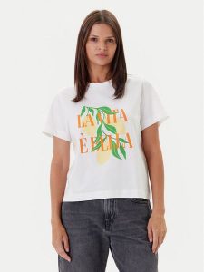Vero Moda T-Shirt Sonna 10327143 Biały Regular Fit. Białe t-shirty Vero Moda, xs, bez wzorów, z bawełny, bez kołnierzyka, bez ramiączek. Za 39,99 zł.