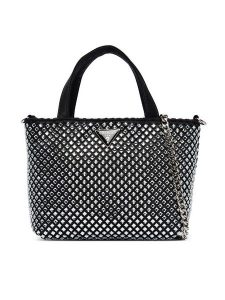 Guess Torebka Tasmin Mini HWRY99 31750 Czarny. Czarne torebki wieczorowe Guess, z aplikacjami, z materiału, bez dodatków. Za 659,99 zł.