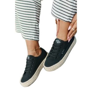 Trampki Damskie Z Plecionką Lee Cooper LCW-25-44-3216 Czarne. Czarne trampki bez wzorów, z materiału, bez zapięcia. Za 197,76 zł.