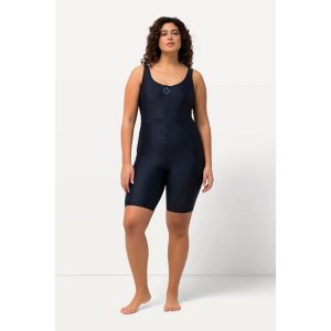 Damski Kostium kąpielowy długie nogawki bez miękkich miseczek. Niebieskie stroje jednoczęściowe Ulla Popken, bez wzorów, z elastanu. Za 294,99 zł.