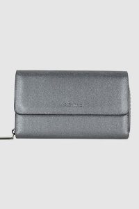 VALENTINO Srebrny portfel na łańcuszku Kalua Pochette. Szare torebki klasyczne Valentino by Mario Valentino, bez wzorów, bez dodatków. W wyprzedaży za 299,99 zł.