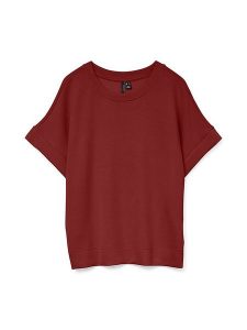 Vero Moda Koszulka w kolorze czerwonym rozmiar: XS. Czerwone bluzki Vero Moda, xs, bez wzorów, bez kołnierzyka, bez ramiączek. Za 57,20 zł.