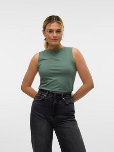 Vero Moda Top w kolorze zielonym rozmiar: XXL. Zielone topy Vero Moda, xxl, bez wzorów, bez kołnierzyka, bez ramiączek. Za 48,16 zł.