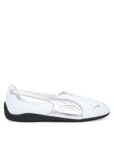 Puma Baleriny Speedcat Ballet Nova Metallic Wns 408342 01 Biały. Białe balerinki Puma, bez wzorów, ze skóry, bez obcasa, bez zapięcia. Za 399,99 zł.