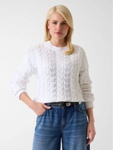 Guess Sweter 183442 Biały Classic Fit. Białe swetry klasyczne Guess, xs, bez kołnierzyka. Za 524,99 zł.