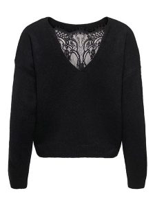 ONLY Sweter w kolorze czarnym rozmiar: L. Czarne swetry oversize ONLY, l, bez wzorów, z koronki, bez ramiączek. Za 149,31 zł.