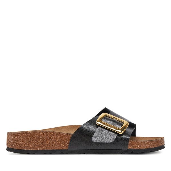 Klapki Birkenstock. Czarne klapki Birkenstock, bez wzorów, bez obcasa. Za 499,99 zł.