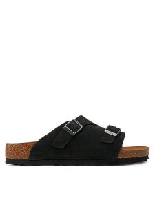 Birkenstock Klapki Zürich 1025060 Czarny. Czarne klapki Birkenstock, bez wzorów, ze skóry, bez obcasa. Za 498,99 zł.