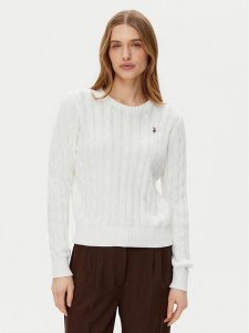 U.S. Polo Assn. Sweter WUP0398 Biały Regular Fit. Białe swetry klasyczne U.S. Polo Assn., s, z bawełny, bez kołnierzyka. Za 179,99 zł.