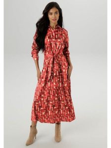 Aniston Sukienka w kolorze czerwono-kremowym rozmiar: 40. Czerwone sukienki Aniston, bez wzorów, z tkaniny, bez kołnierzyka, bez ramiączek, maxi. Za 95,99 zł.