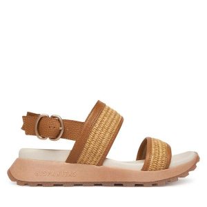 Sandały Hispanitas. Brązowe sandały Hispanitas, bez wzorów, bez obcasa, na płaskiej podeszwie, bez zapięcia. Za 549,99 zł.