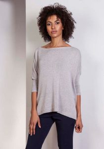 Szary Oversizowy Sweter z Metaliczną Nitką. Szare kardigany Lanti, z materiału. Za 224,90 zł.