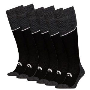 Skarpety narciarskie dla dorosłych HEAD Kneehigh 6 par. Czarne skarpetki Head, bez wzorów, z elastanu. Za 303,99 zł.