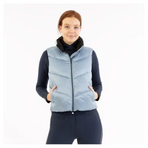 Damska kurtka puchowa BR Equitation Janneke. Niebieskie kurtki BR, bez wzorów, z puchu, bez kaptura. Za 378,00 zł.