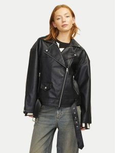 JJXX Kurtka z imitacji skóry Frida 12257725 Czarny Loose Fit. Czarne kurtki JJXX, s, bez wzorów, ze skóry, bez kaptura. Za 229,99 zł.