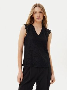 Pieces Bluzka Olline 17154614 Czarny Regular Fit. Czarne bluzki Pieces, xl, bez wzorów, z syntetyku, bez kołnierzyka, bez ramiączek. Za 79,99 zł.