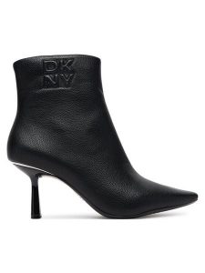 DKNY Botki K3544519 Czarny. Czarne botki DKNY, bez wzorów, ze skóry, bez obcasa, na szpilce, bez zapięcia. Za 529,99 zł.