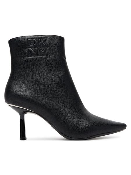 DKNY Botki K3544519 Czarny. Czarne botki DKNY, bez wzorów, ze skóry, bez obcasa, na szpilce, bez zapięcia. Za 549,99 zł.